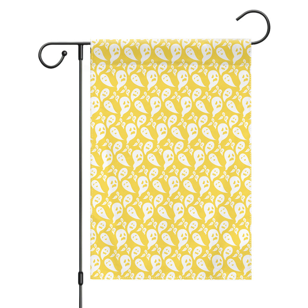 Yellow Ghosts Pattern Halloween Garden Flags Yard Outdoor Lawn 12 X 18
