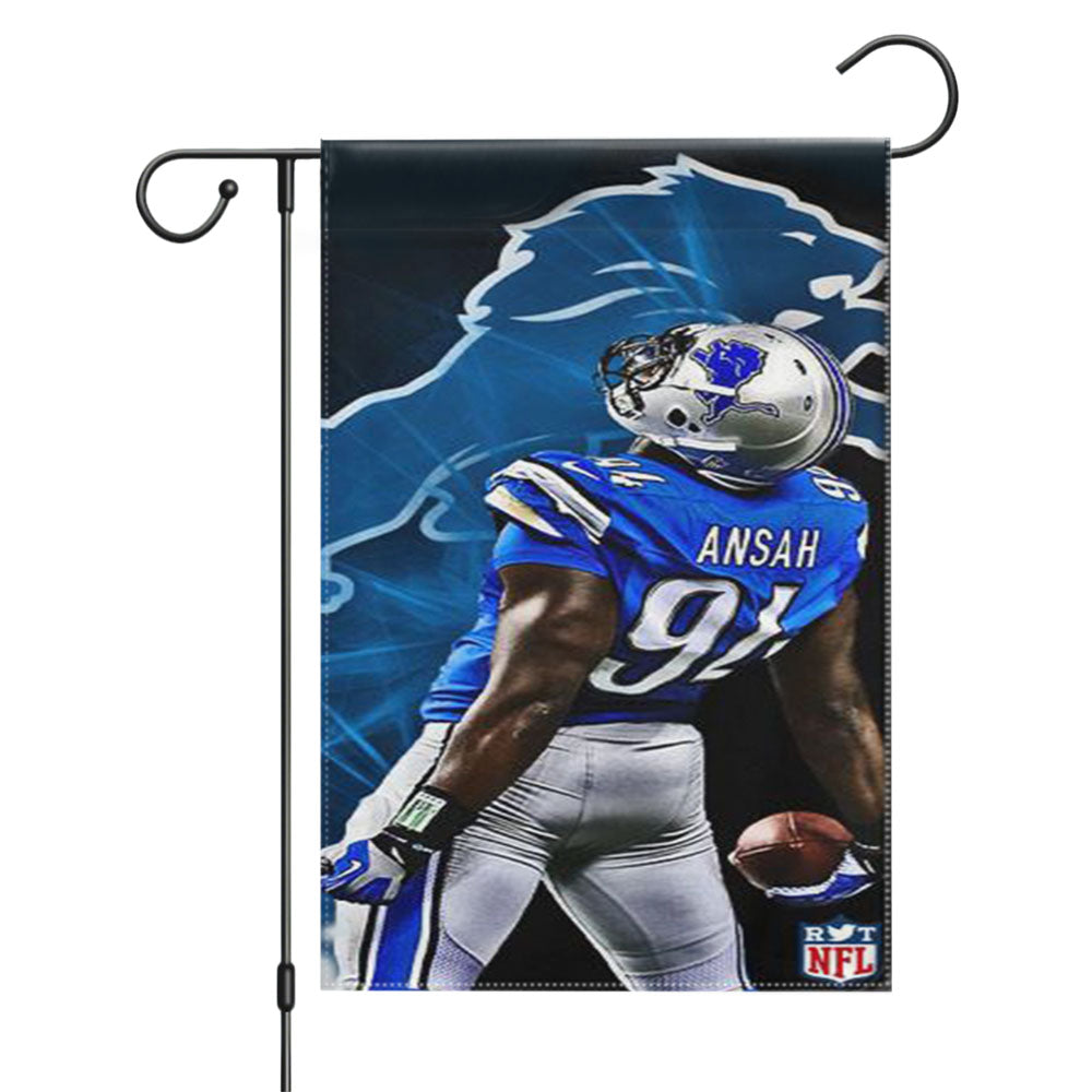 Ziggy Ansah Detroit Lions Garden Flags Yard Outdoor Lawn 12 X 18