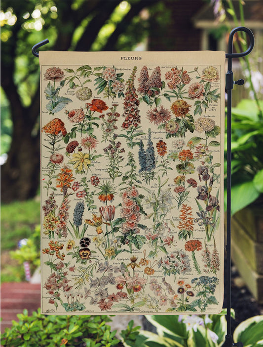 Adolphe Millot'S Flowers Chart Garden Flag Outdoor Lawn 12X18 Inch