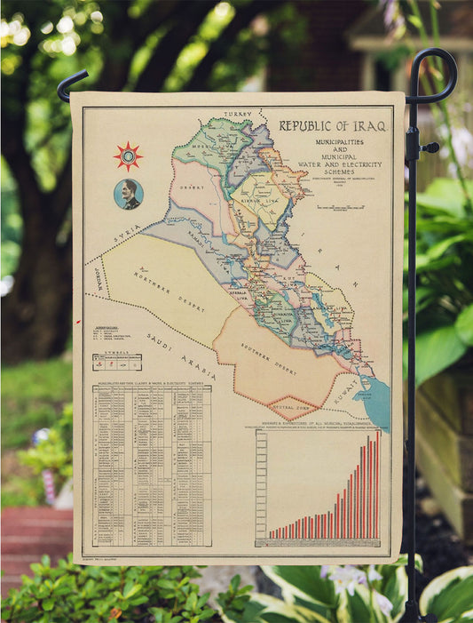 Iraq Map From 1959 Garden Flag Outdoor Lawn 12X18 Inch
