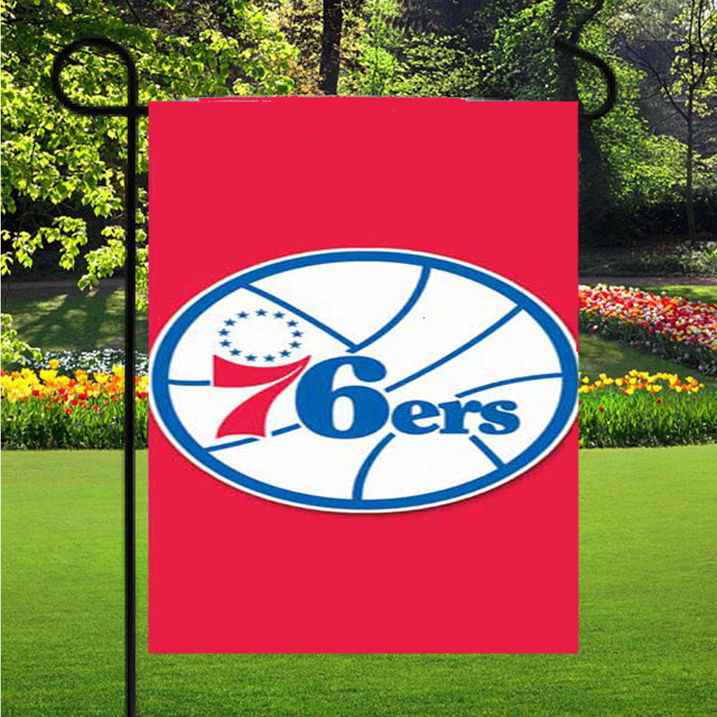 76Ers Logo On Red Garden Flag Outdoor Lawn 12X18 Inch