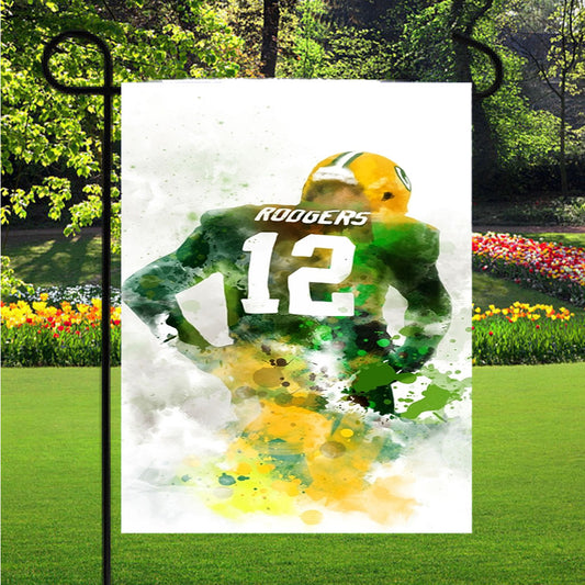 Aaron Rodgers Green Bay Packers American Football Quarterback Garden Flag Outdoor Lawn 12X18 Inch