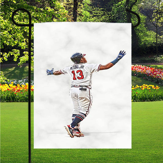 Acuna Jr Atlanta Braves Garden Flag Outdoor Lawn 12X18 Inch