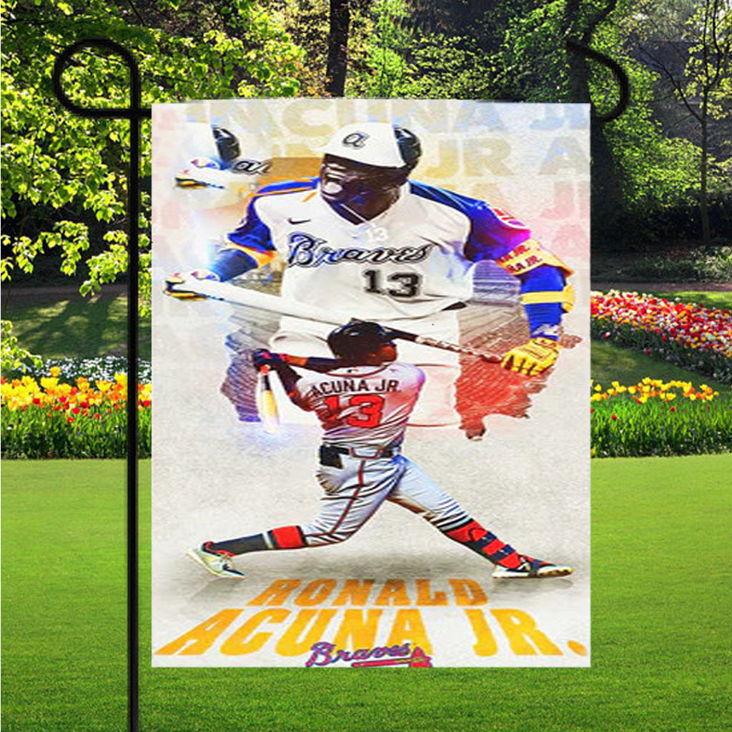 Acuna Jr Atlanta Braves Nba Garden Flag Outdoor Lawn 12X18 Inch