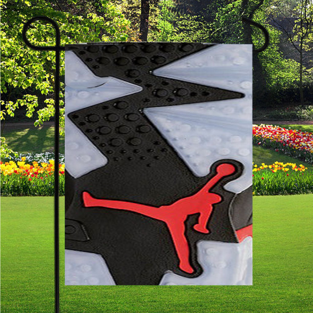 Air Jordan Black Red Sole Garden Flag Outdoor Lawn 12X18 Inch