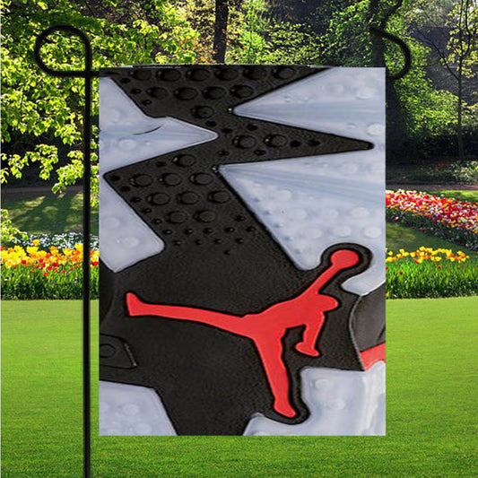 Air Jordan Black Red Sole Garden Flag Outdoor Lawn 12X18 Inch