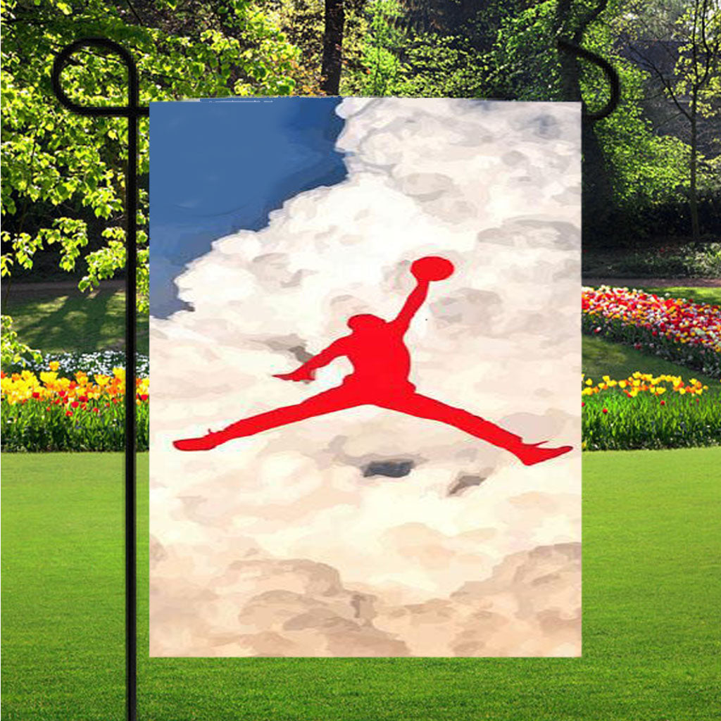 Air Jordan Logo In Sky Garden Flag Outdoor Lawn 12X18 Inch