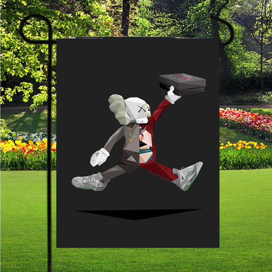 Air Jordan X Kaws Illustration Garden Flag Outdoor Lawn 12X18 Inch