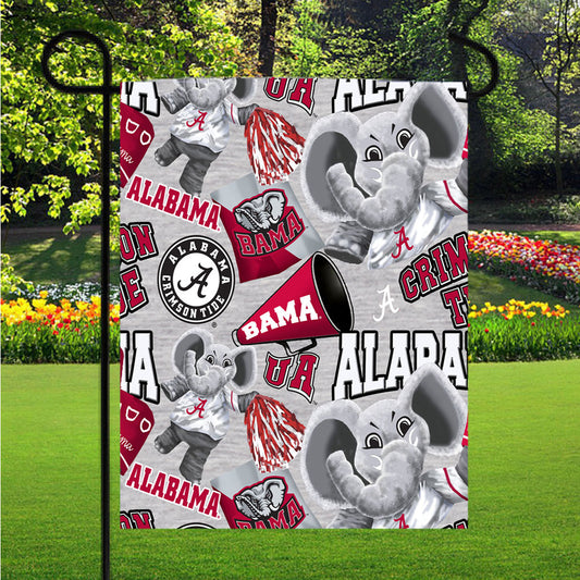 Alabama Crimson Tide Patt Garden Flag Outdoor Lawn 12X18 Inch