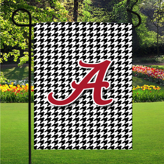 Alabama Houndstooth Crimson Tide Garden Flag Outdoor Lawn 12X18 Inch