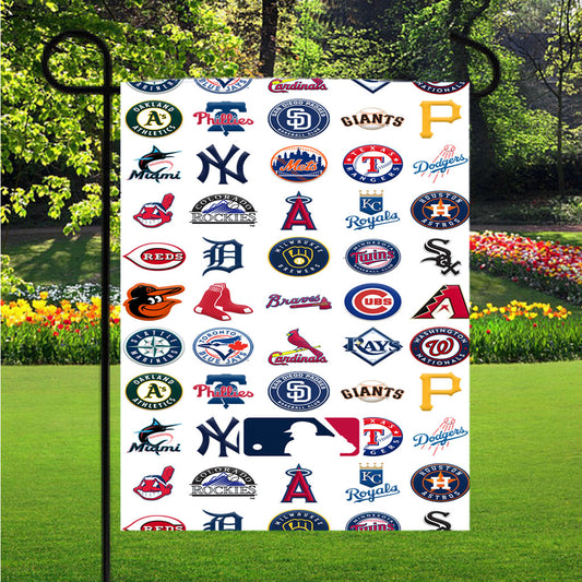 All Baseball Team Mlb Logo Collage Garden Flag Outdoor Lawn 12X18 Inch
