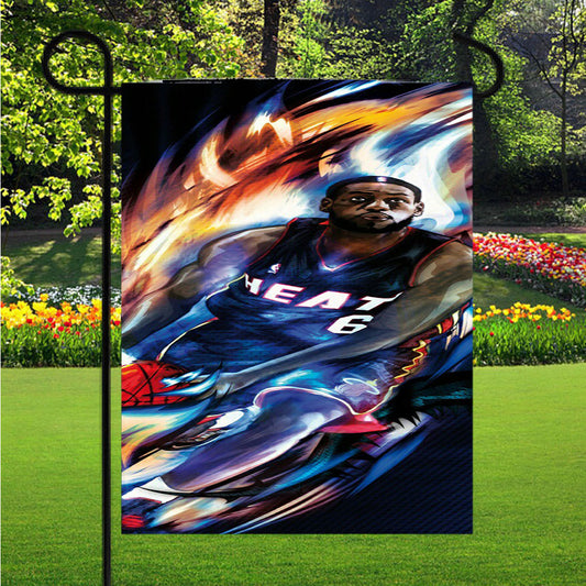 Heat 6 Basket Ball Garden Flag Outdoor Lawn 12X18 Inch