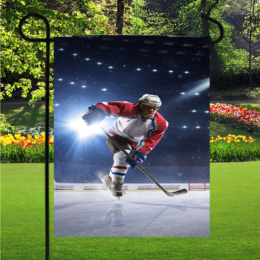 Hockey Man Ice Uniform Garden Flag Outdoor Lawn 12X18 Inch