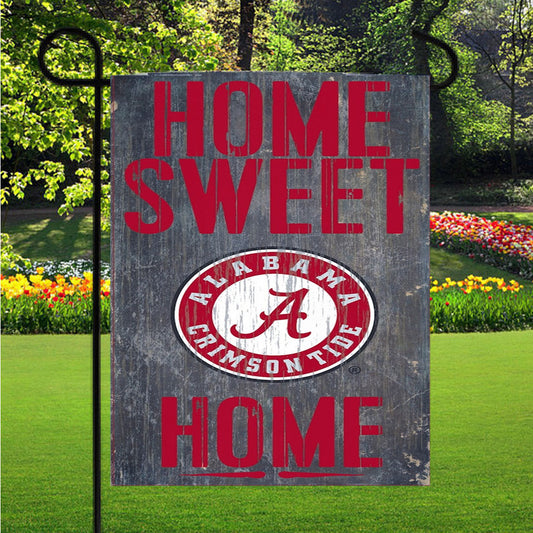 Home Sweet Home Alabama Crimson Tide Wood Texture Wallpaper Garden Flag Outdoor Lawn 12X18 Inch