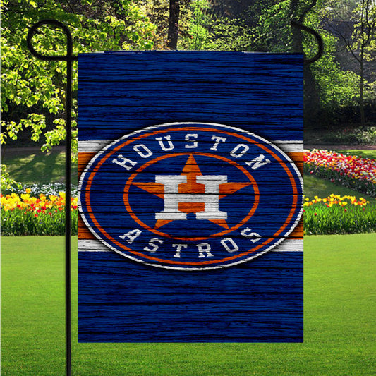 Houston Astros Wood Logo Garden Flag Outdoor Lawn 12X18 Inch