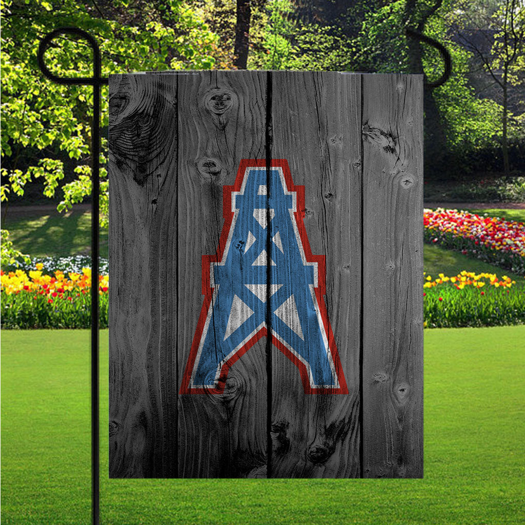 Houston Oilers Nfl Logo Dark Wood Wallpaper Garden Flag Outdoor Lawn 12X18 Inch