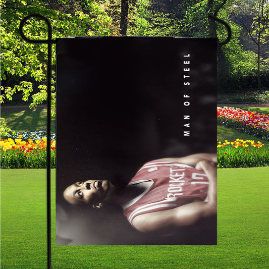 Houston Rockets Man Of Steel Garden Flag Outdoor Lawn 12X18 Inch