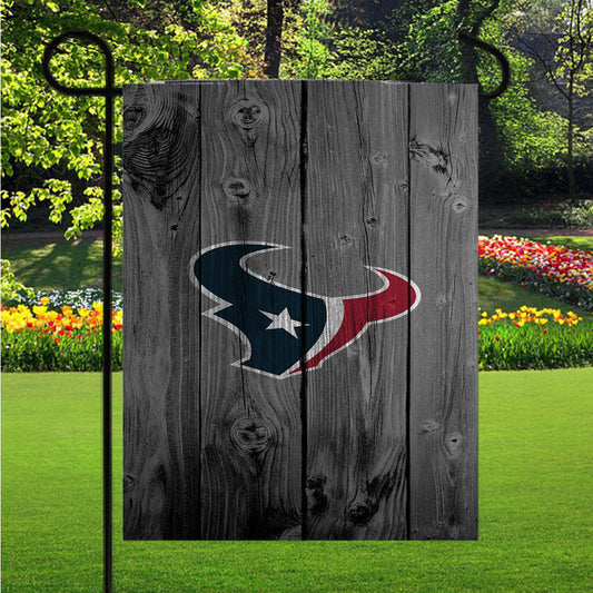 Houston Texans Logo Logo Dark Wood Wallpaper Garden Flag Outdoor Lawn 12X18 Inch