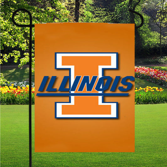 Illinois Orange Garden Flag Outdoor Lawn 12X18 Inch