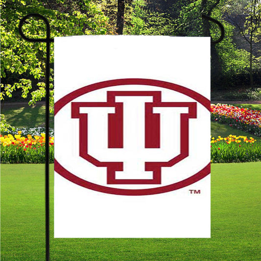 Indiana Hoosiers Logo On Wht Garden Flag Outdoor Lawn 12X18 Inch