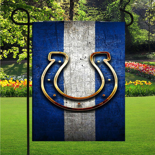 Indianapolis Colts Logo Stripes Garden Flag Outdoor Lawn 12X18 Inch