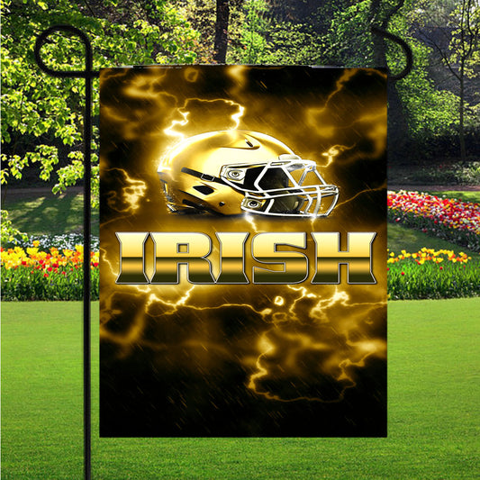 Irish Team Helmet Gold Notre Dame Garden Flag Outdoor Lawn 12X18 Inch