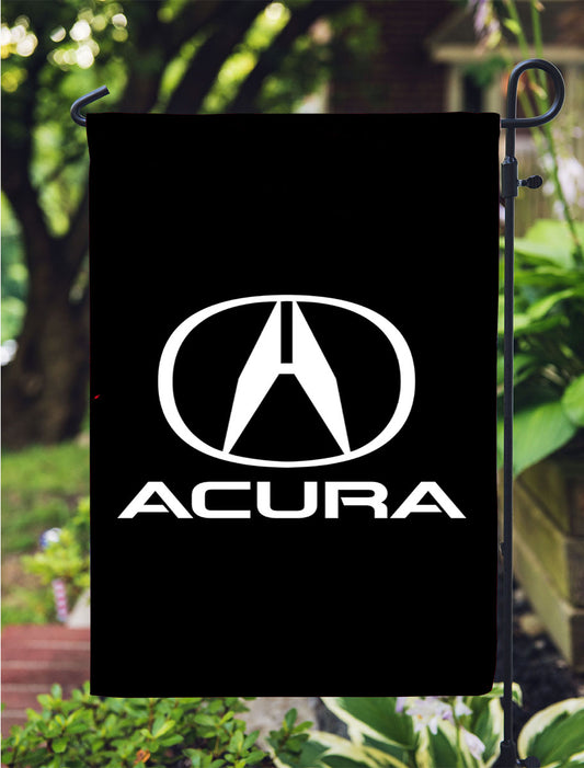 Acura Logo Black Garden Flag Outdoor Lawn 12X18 Inch