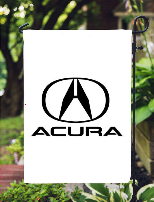 Acura Logo White Garden Flag Outdoor Lawn 12X18 Inch
