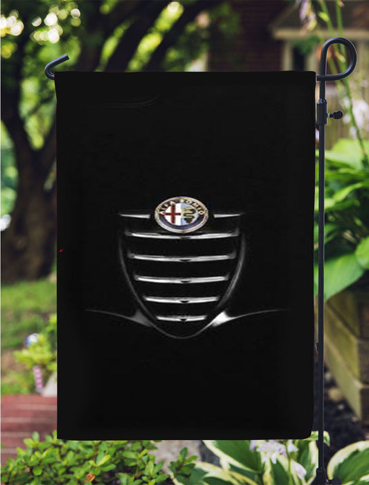 Alfa Romeo Black Giulia Garden Flag Outdoor Lawn 12X18 Inch