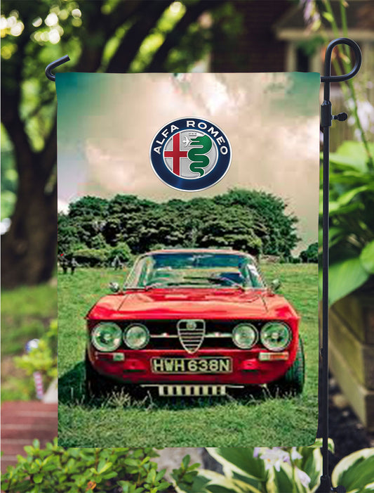 Alfa Romeo Car Style Garden Flag Outdoor Lawn 12X18 Inch