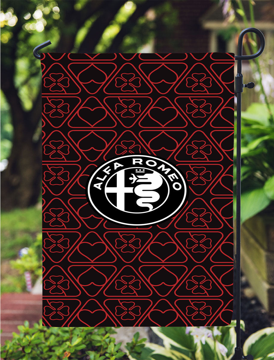 Alfa Romeo Logo Pattern Wallpaper Art Garden Flag Outdoor Lawn 12X18 Inch