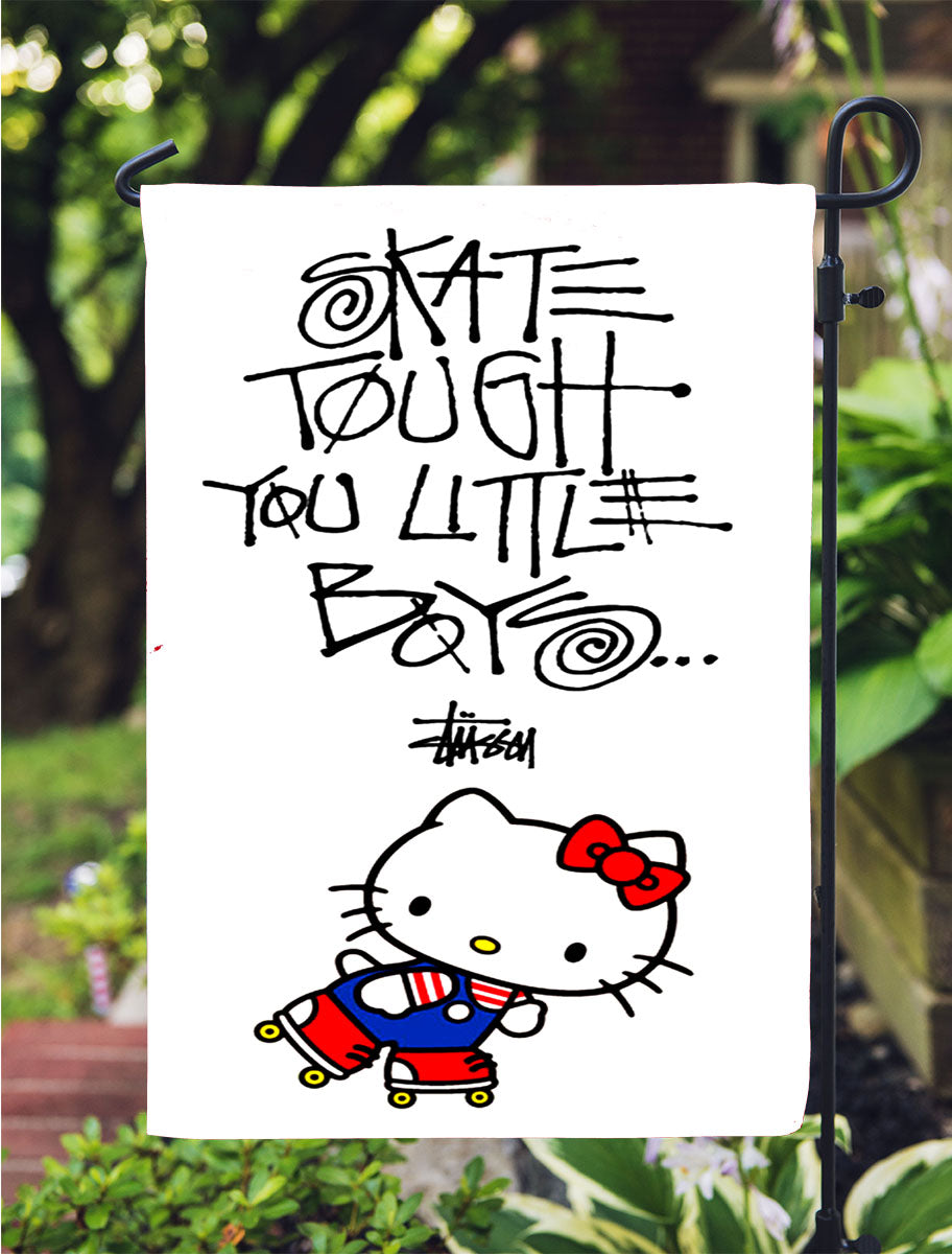 Hello Kitty Skate Stussy Garden Flag Outdoor Lawn 12X18 Inch