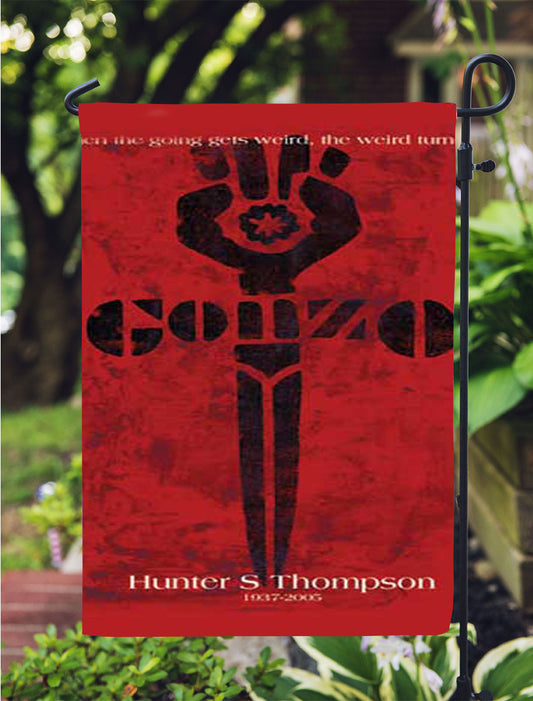 Hunter S Thompson Gonzo Red Garden Flag Outdoor Lawn 12X18 Inch