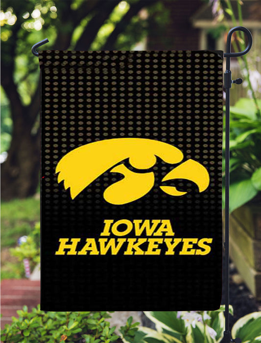 Iowa Hawkeyes Logo Dots Garden Flag Outdoor Lawn 12X18 Inch