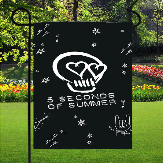 5 Second Of Summer Pattern Skull Garden Flag Yard Sign Outdoor Lawn 12 X 18 inch