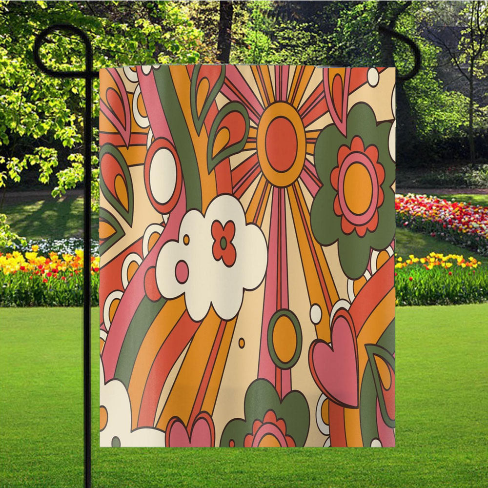 70S Groovy Sunshine Garden Flag Yard Sign Outdoor Lawn 12 X 18 inch