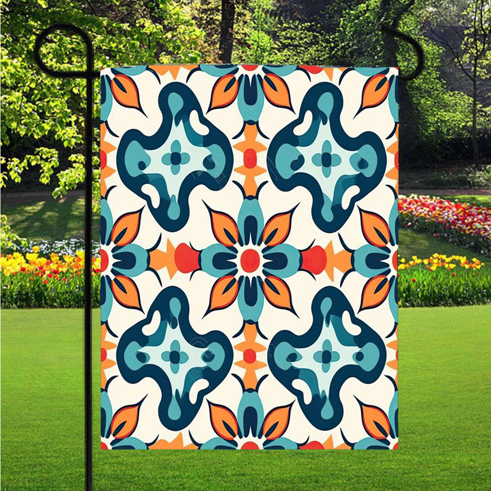 A Pattern With A Flower And Leaves. Garden Flag Yard Sign Outdoor Lawn 12 X 18 inch