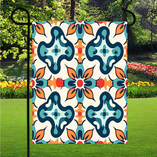 A Pattern With A Flower And Leaves. Garden Flag Yard Sign Outdoor Lawn 12 X 18 inch