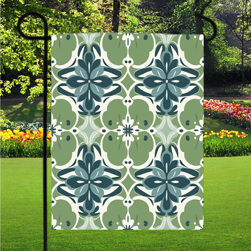 A Seamless Pattern With Blue Flowers And Green Leaves Garden Flag Yard Sign Outdoor Lawn 12 X 18 inch