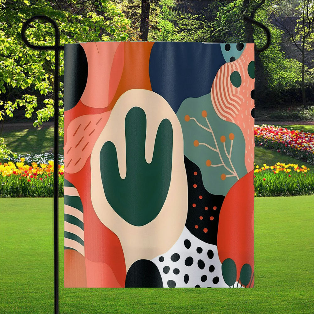Abstract Cactus Garden Flag Yard Sign Outdoor Lawn 12 X 18 inch