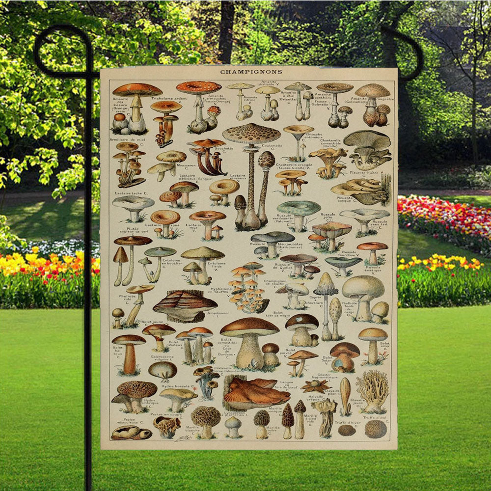 Adolphe Millot'S Mushroom Garden Flag Yard Sign Outdoor Lawn 12 X 18 inch