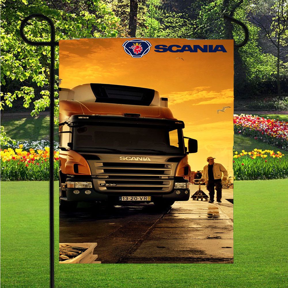 Afternoon Scania Logo Blue Garden Flag Yard Sign Outdoor Lawn 12 X 18 inch