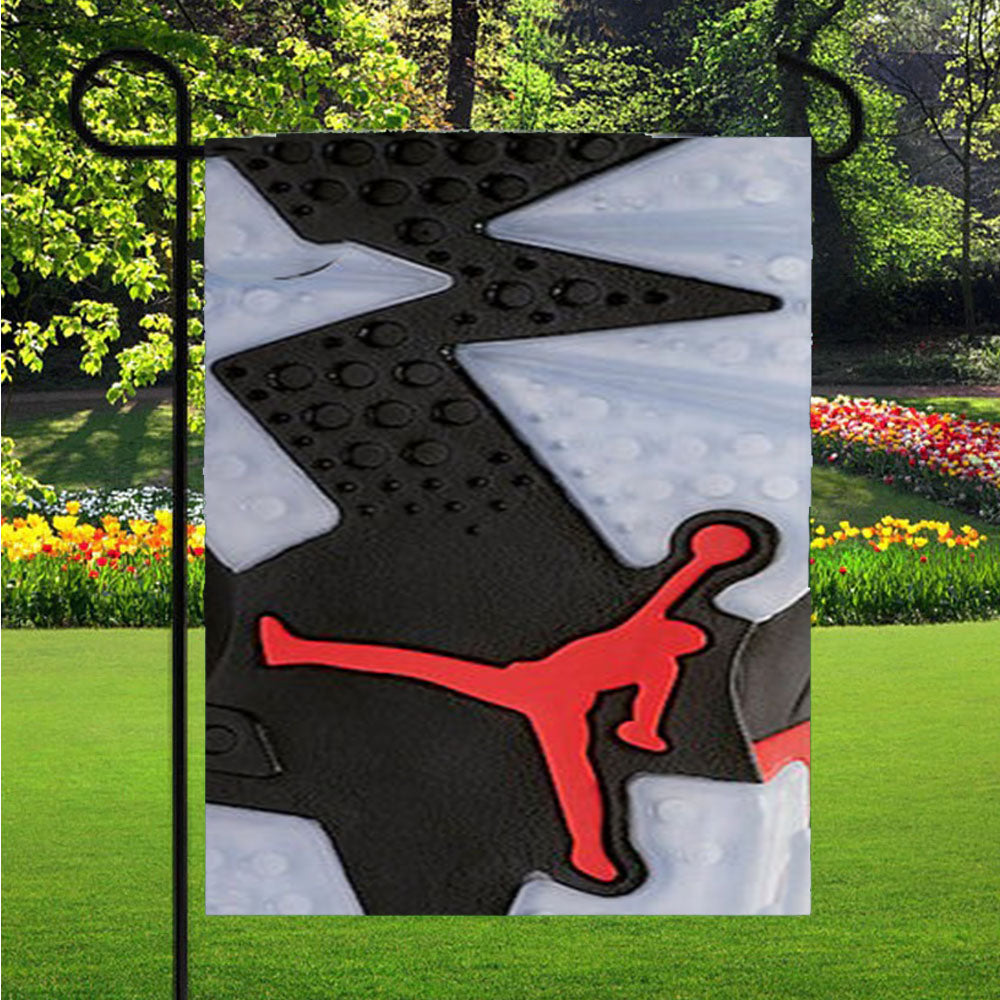 Air Jordan Black Red Sole Garden Flag Yard Sign Outdoor Lawn 12 X 18 inch