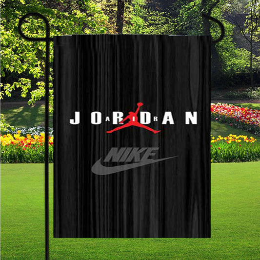 Air Jordan Black Wood Grain Garden Flag Yard Sign Outdoor Lawn 12 X 18 inch