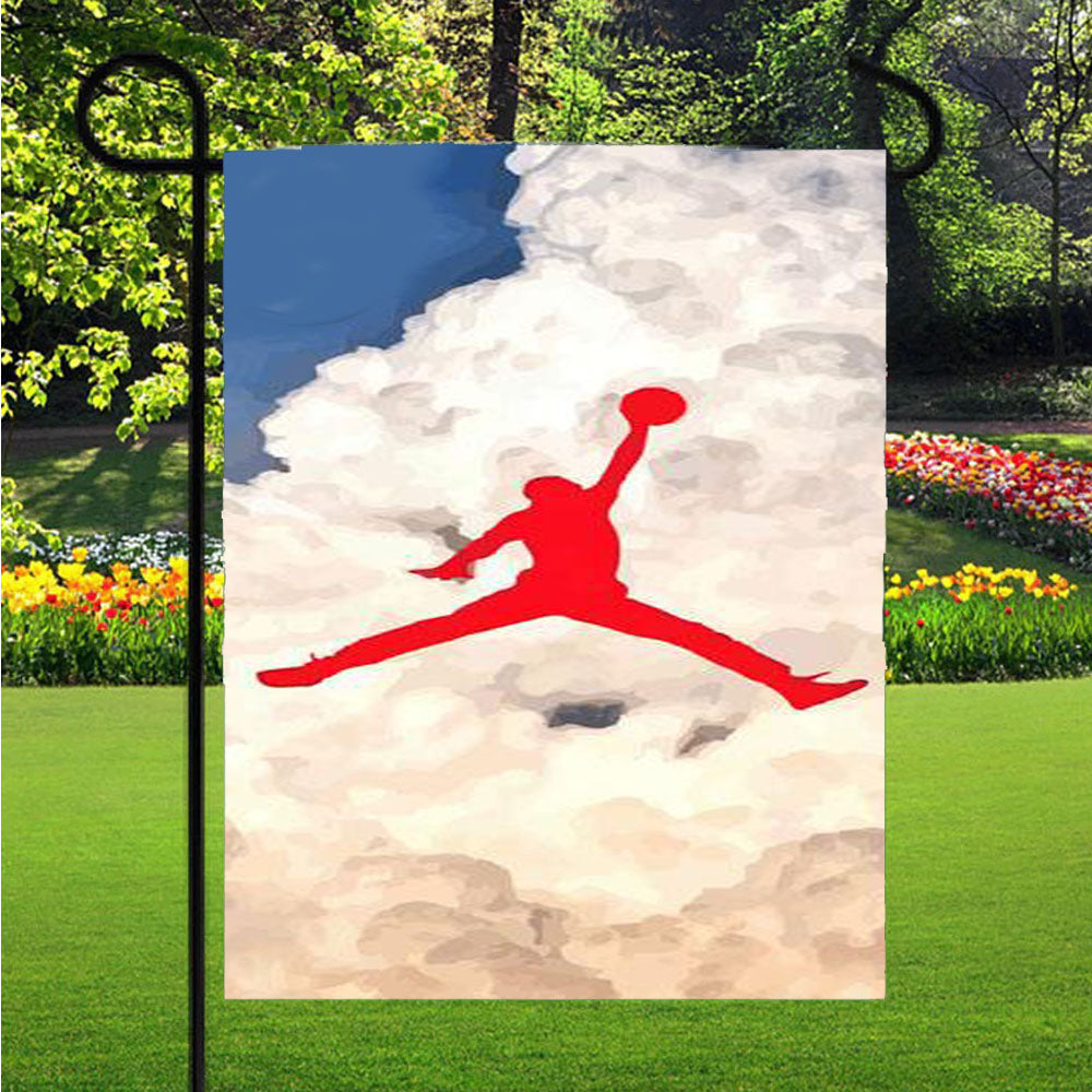 Air Jordan Logo In Sky Garden Flag Yard Sign Outdoor Lawn 12 X 18 inch