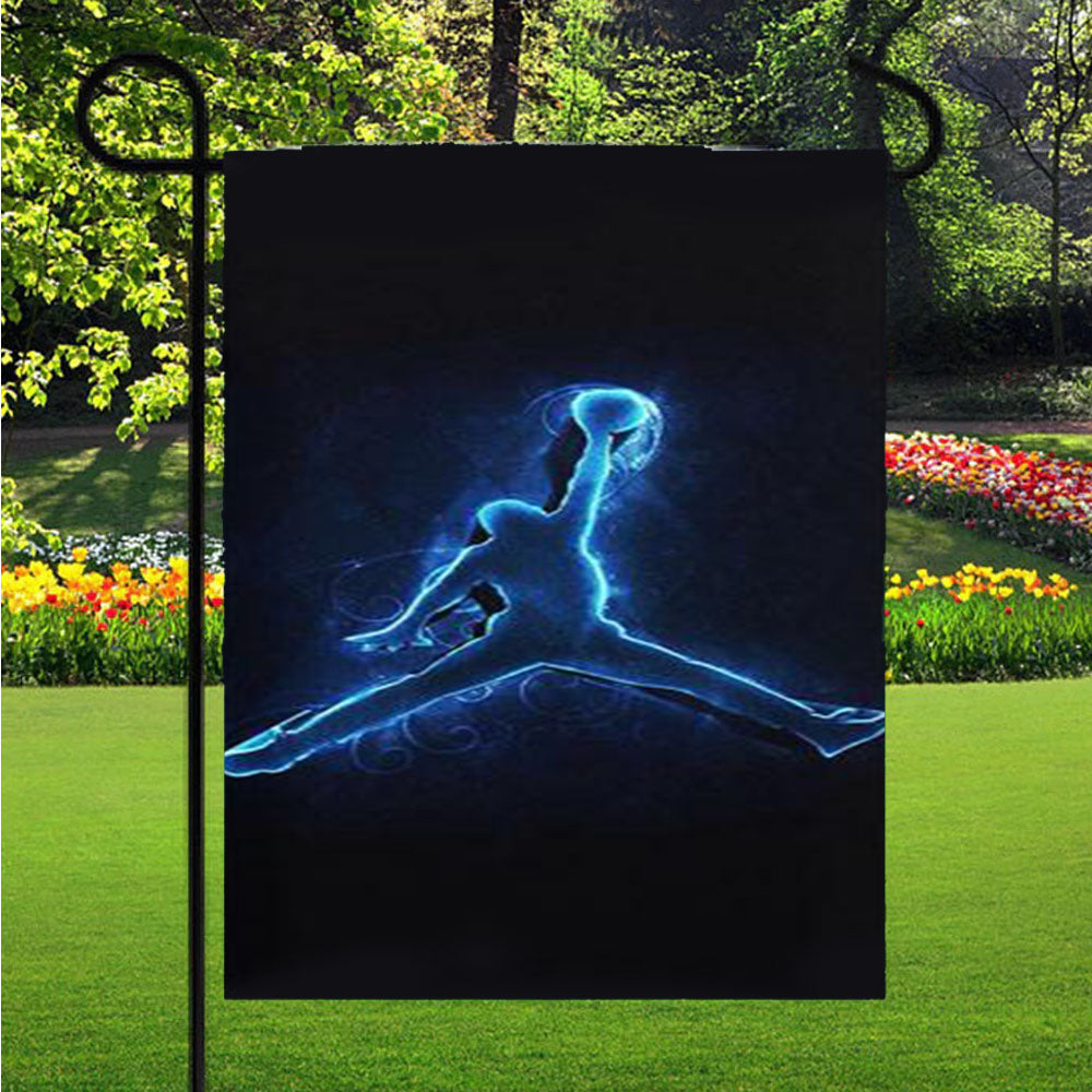 Air Jordan Logo Neon Garden Flag Yard Sign Outdoor Lawn 12 X 18 inch