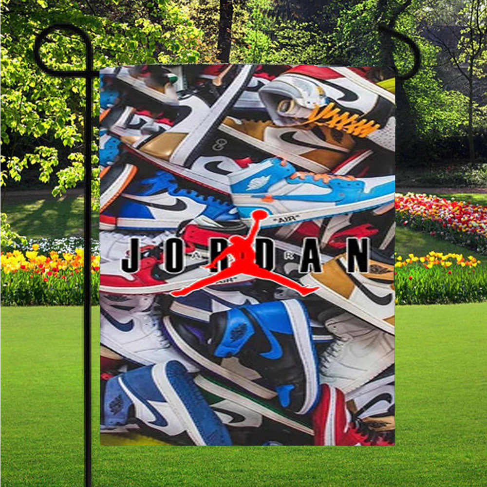 Air Jordan Shoes Pattern Logo Garden Flag Yard Sign Outdoor Lawn 12 X 18 inch