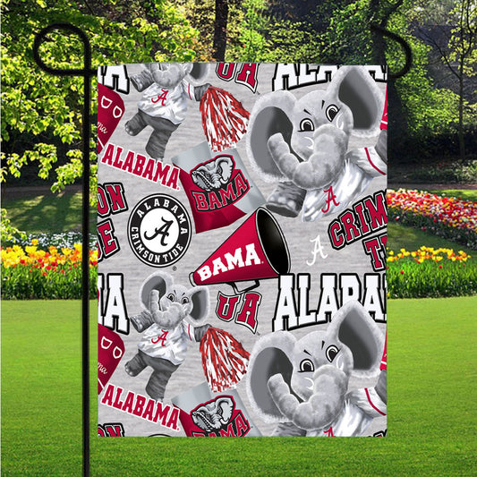 Alabama Crimson Tide Pattern Elephant Garden Flag Outdoor Lawn 12 X 18 Inch