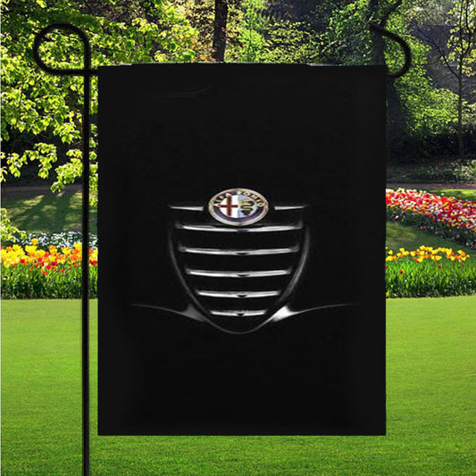 Alfa Romeo Black Giulia Garden Flag Outdoor Lawn 12 X 18 Inch