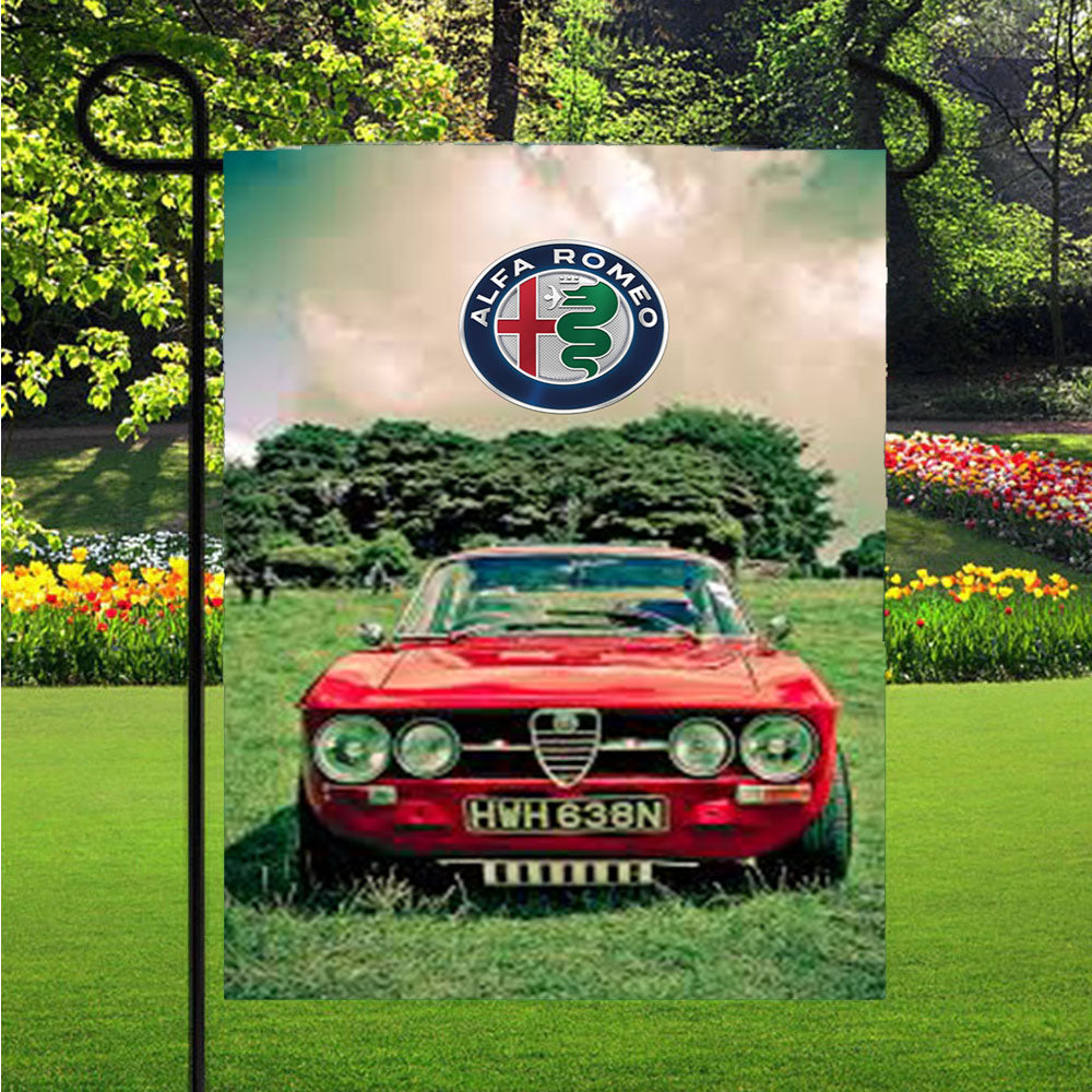 Alfa Romeo Car Style Garden Flag Outdoor Lawn 12 X 18 Inch